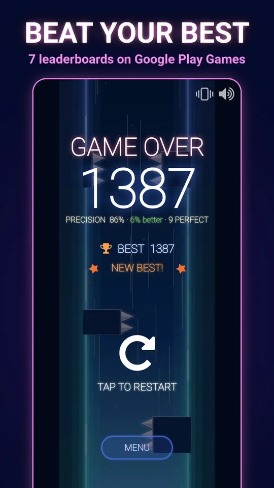 Game Over with a new best score